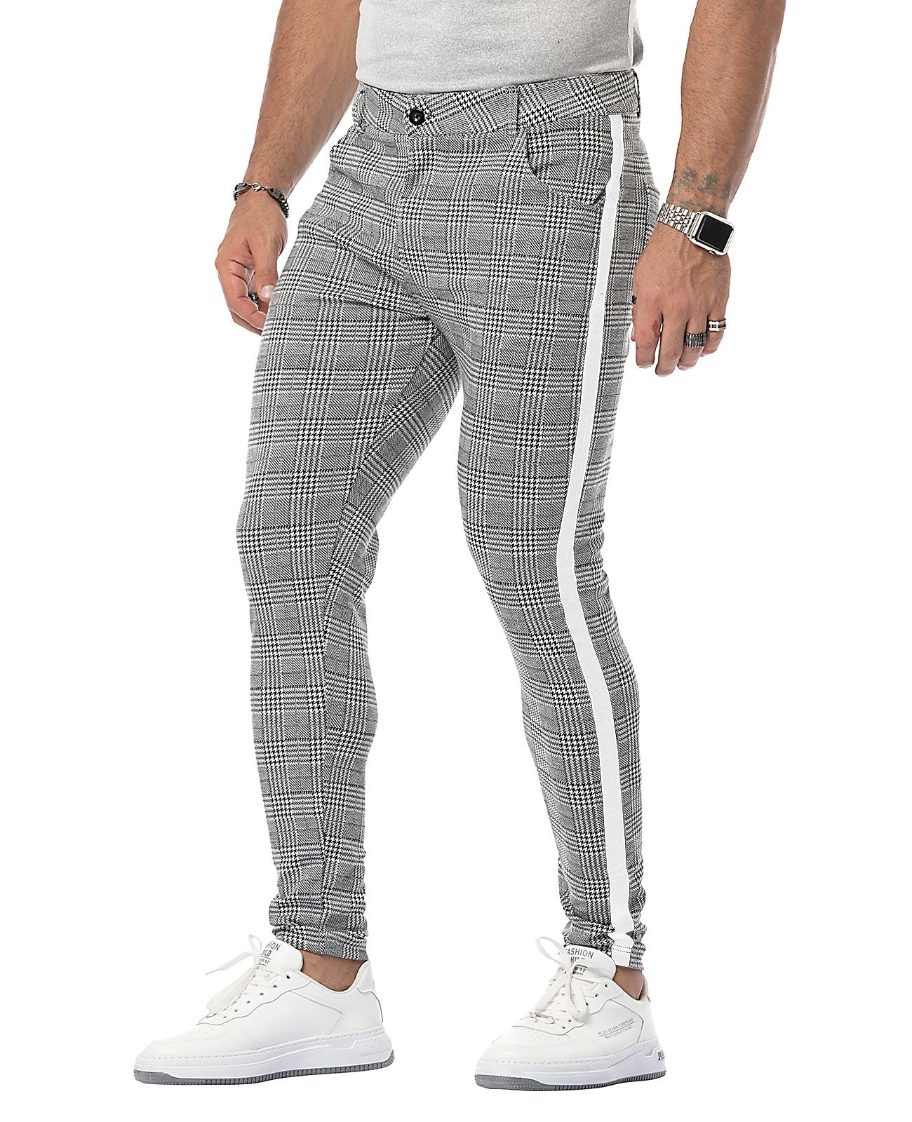Chino skinny à carreaux pour homme - Projet Paris - Coupe ajustée - Élégance décontractée