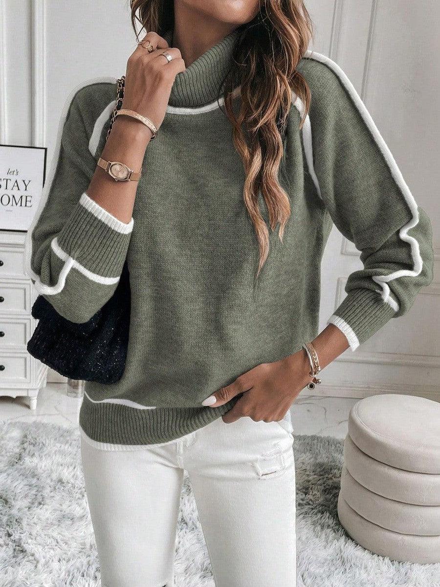 Pull confortable vert pour femmes - Projet Paris - Confort et chaleur - Idéal pour un look cosy