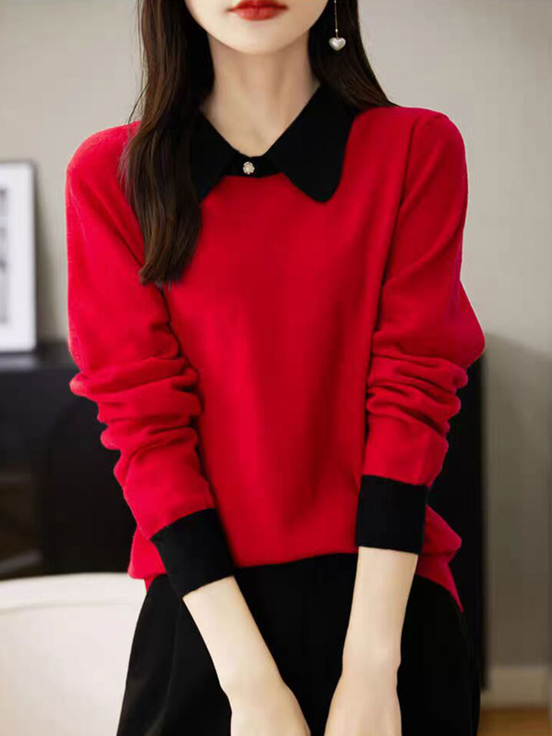 Blouse - Haut à manches longues color block - Projet Paris - Moderne, chic, tendance