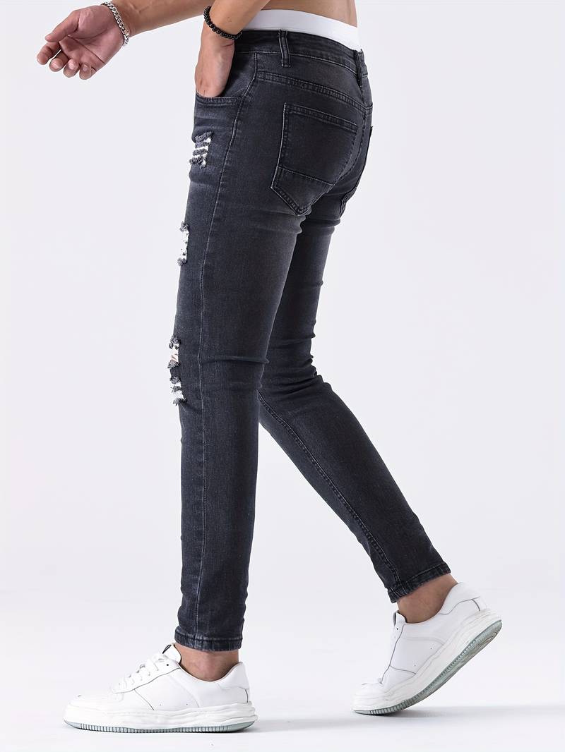 Jean slim homme | effet déchiré décontracté | Projet Paris – Look urbain, coupe moderne et stretch confortable