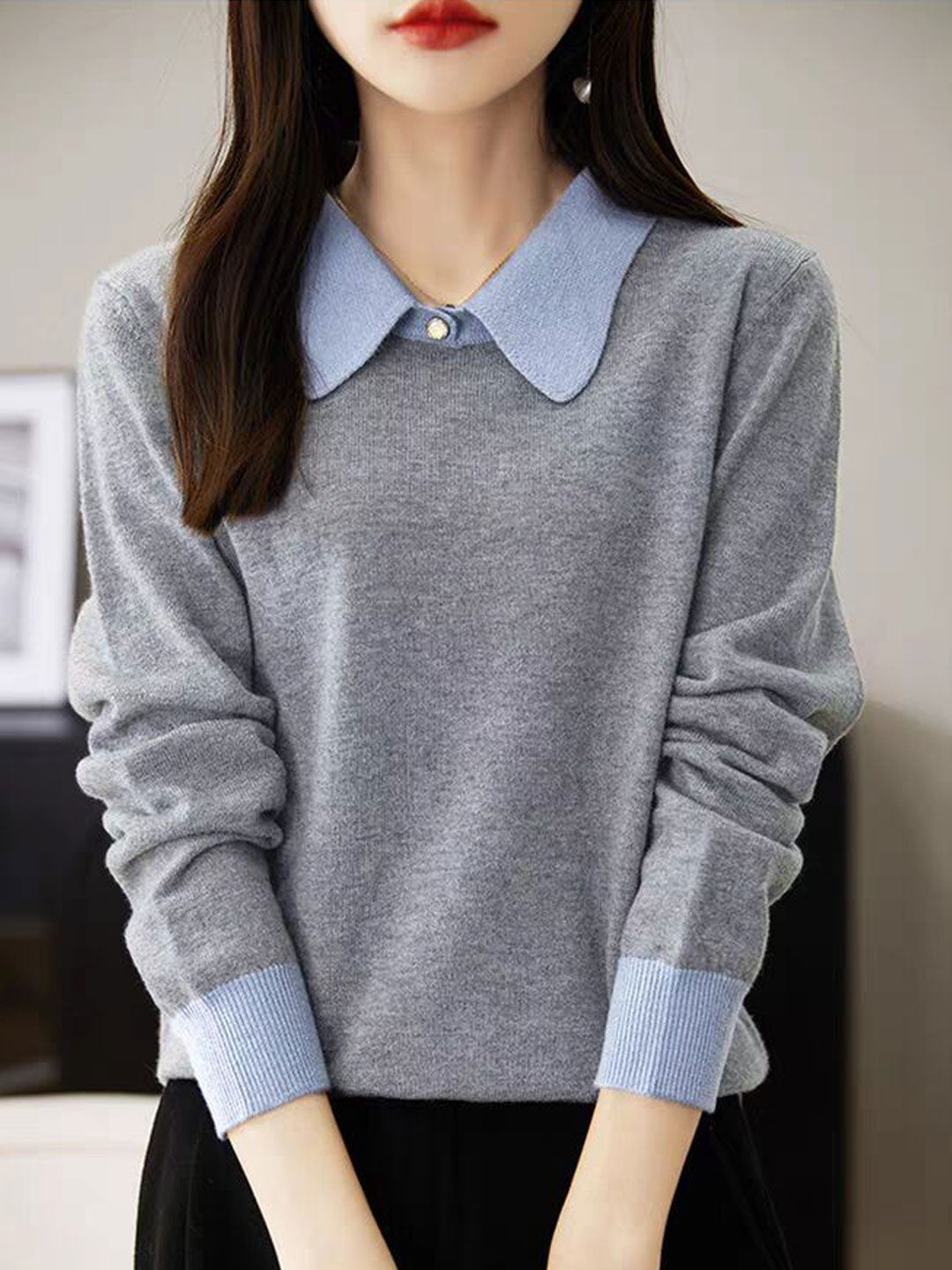 Blouse - Haut à manches longues color block - Projet Paris - Moderne, chic, tendance