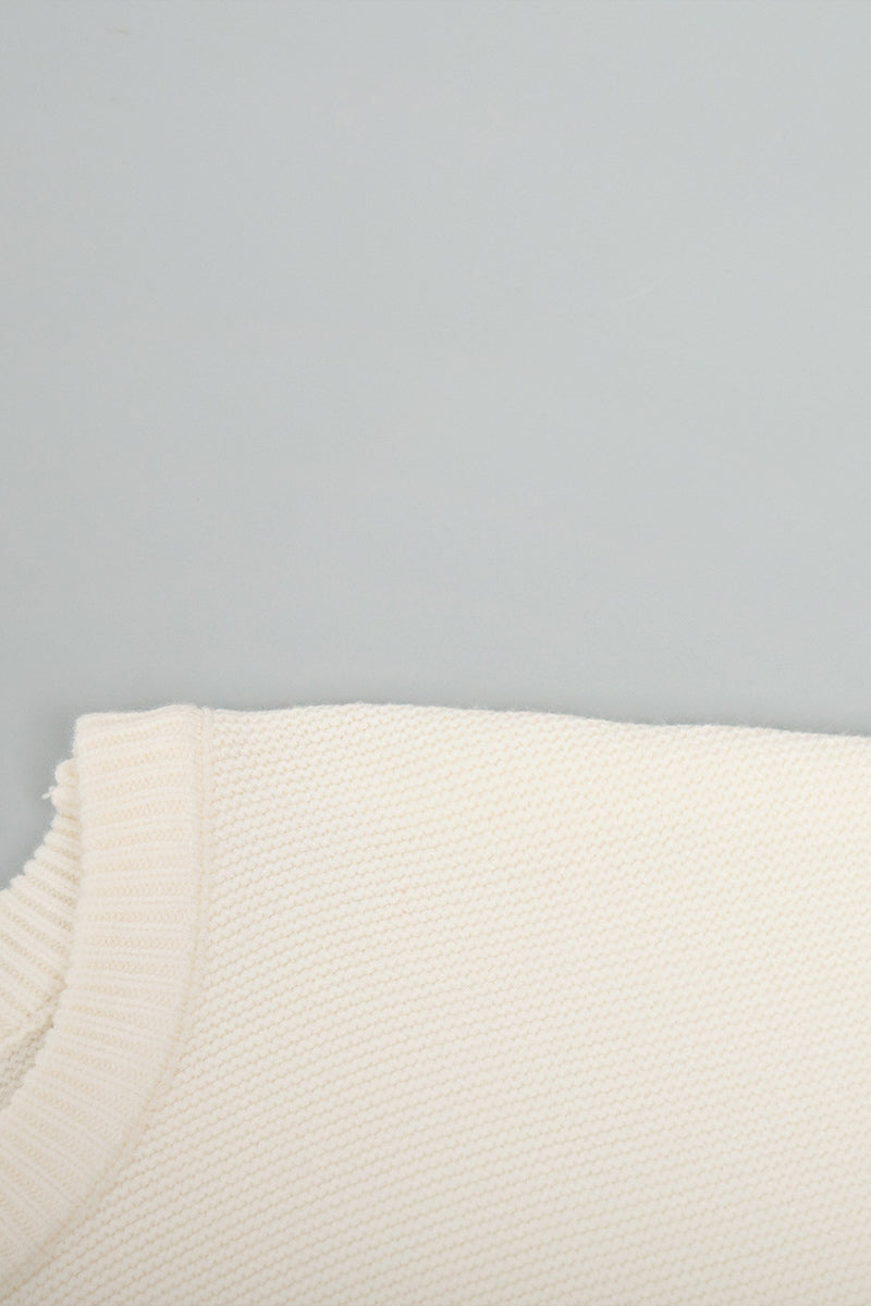 Pull blanc classique en tricot avec col rond - Projet Paris - Élégance intemporelle