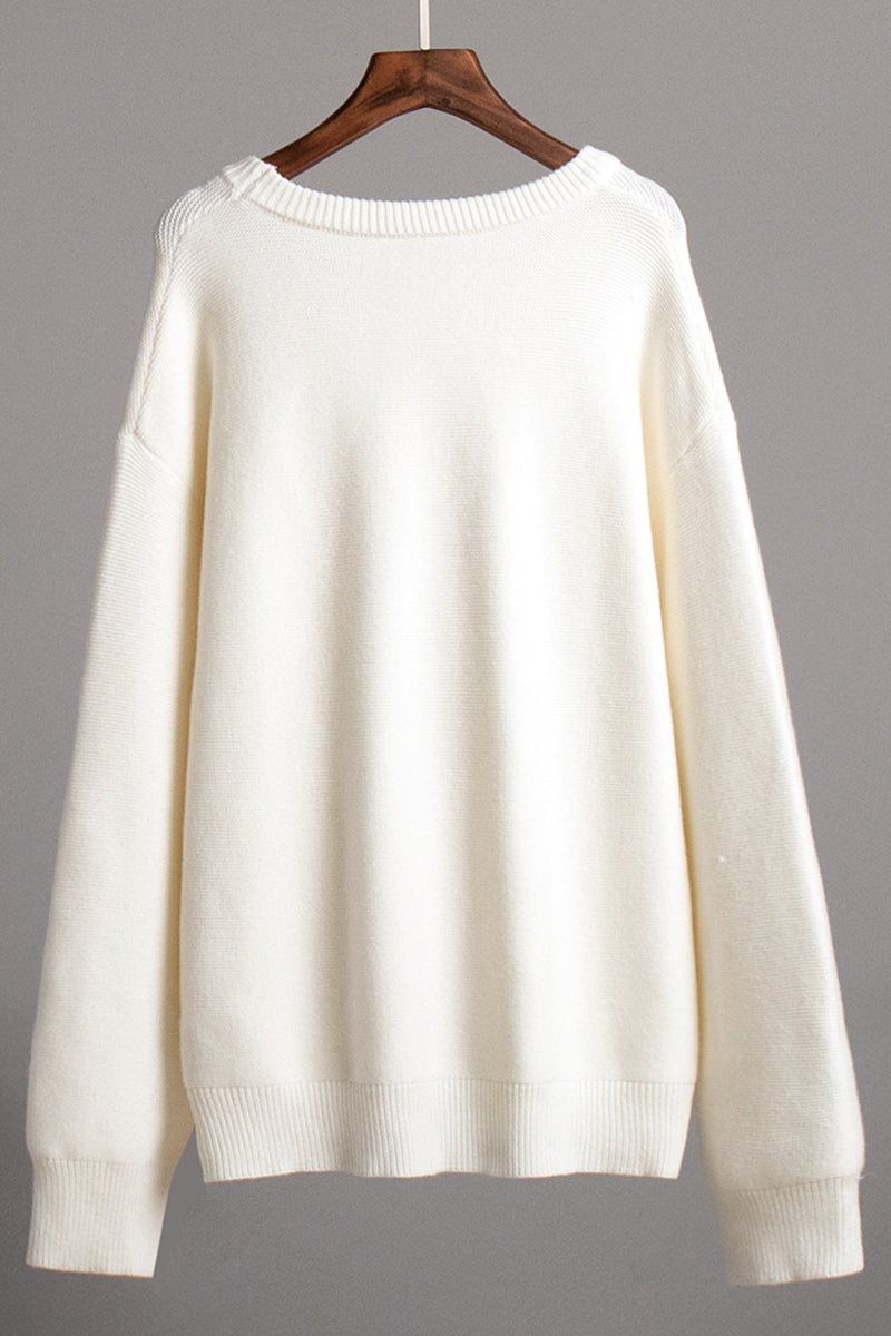 Pull blanc classique en tricot avec col rond - Projet Paris - Élégance intemporelle
