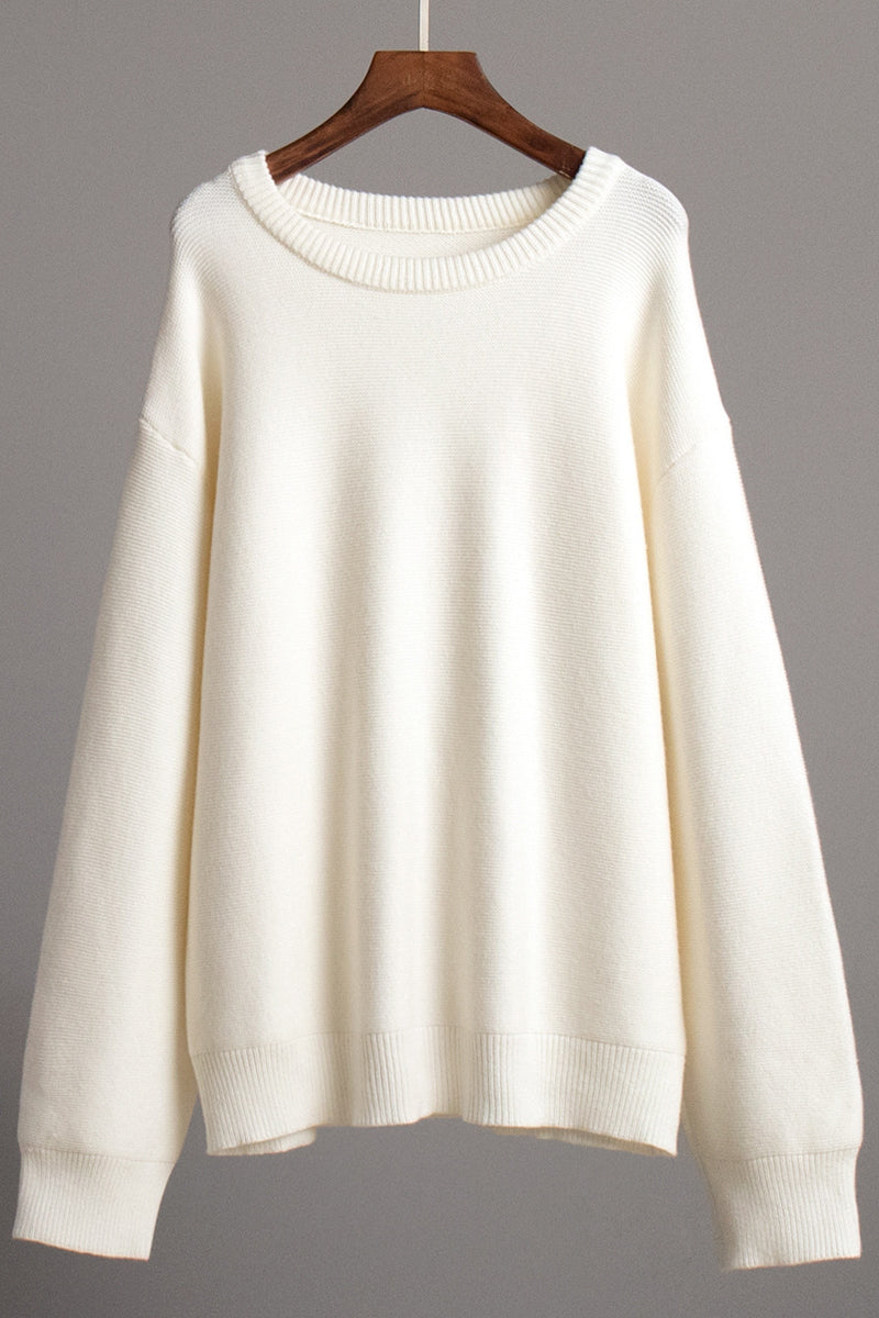 Pull blanc classique en tricot avec col rond - Projet Paris - Élégance intemporelle