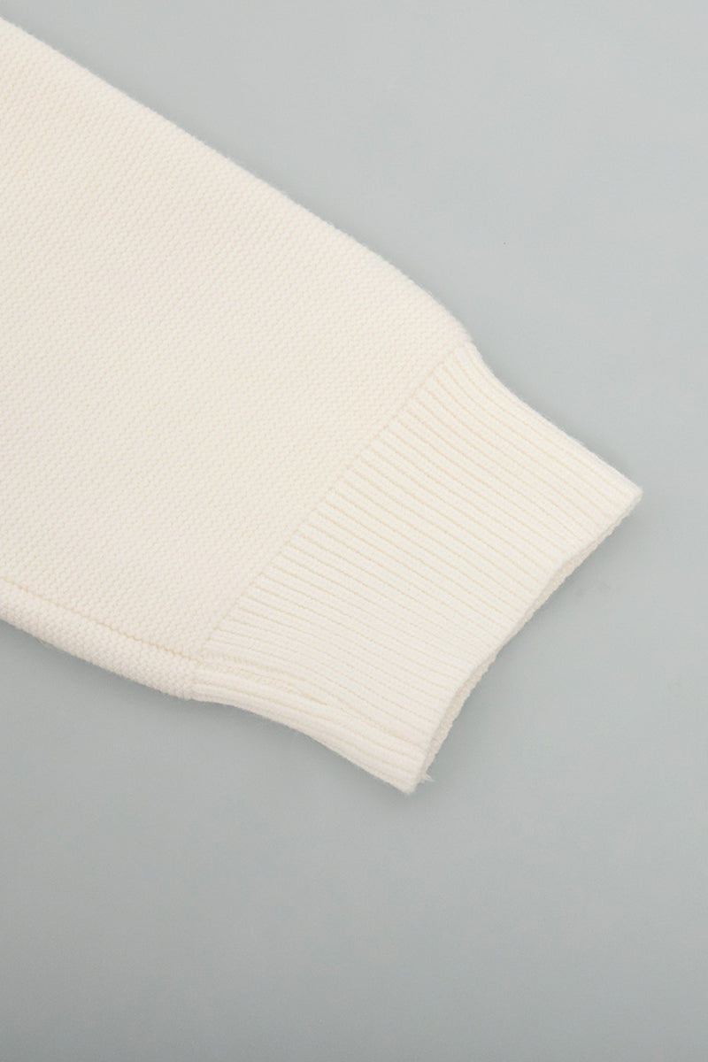 Pull blanc classique en tricot avec col rond - Projet Paris - Élégance intemporelle