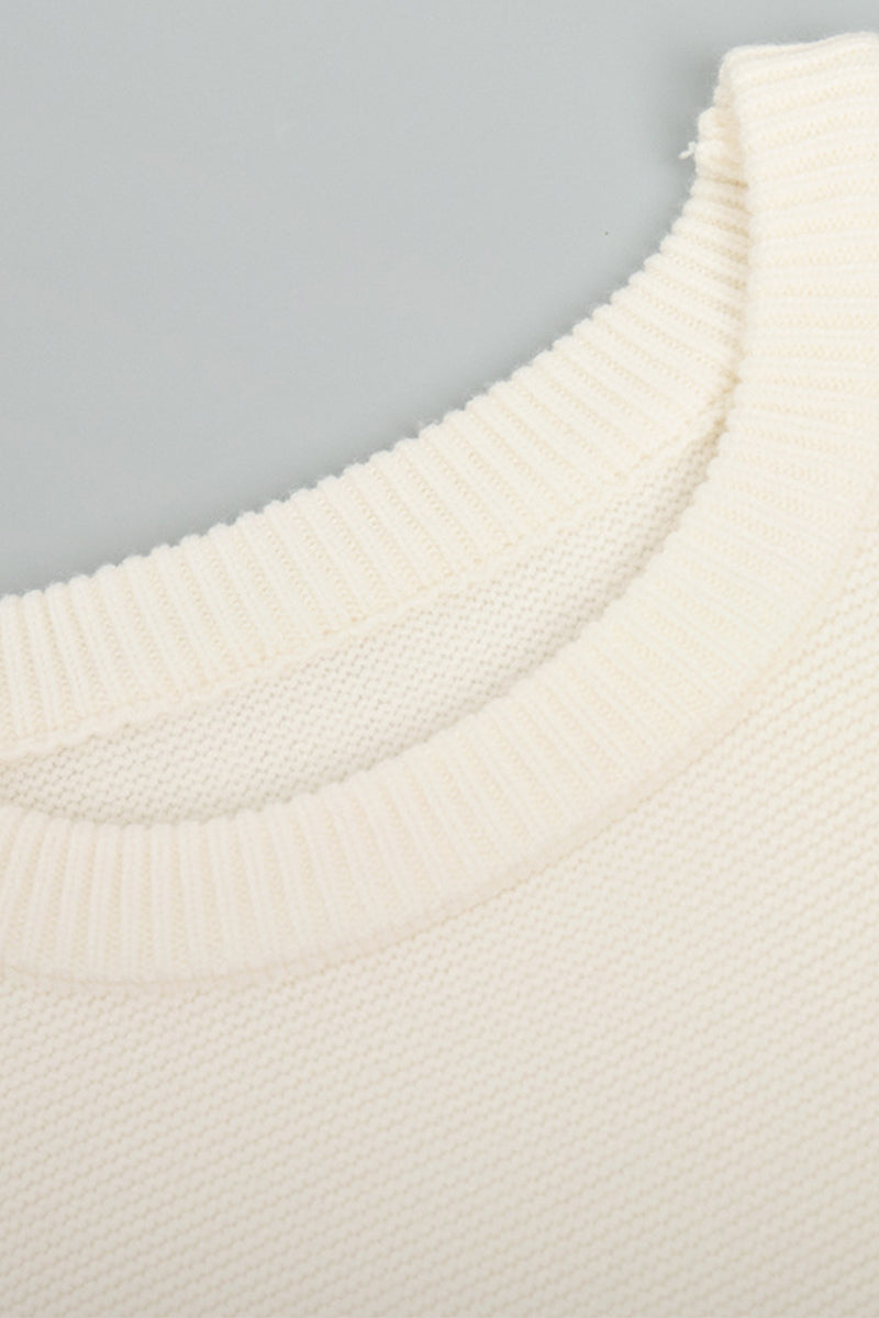 Pull blanc classique en tricot avec col rond - Projet Paris - Élégance intemporelle