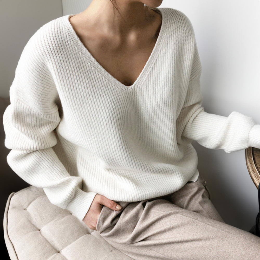 Pull confortable à col en V - Confort et Élégance - Projet Paris - Parfait pour un look décontracté