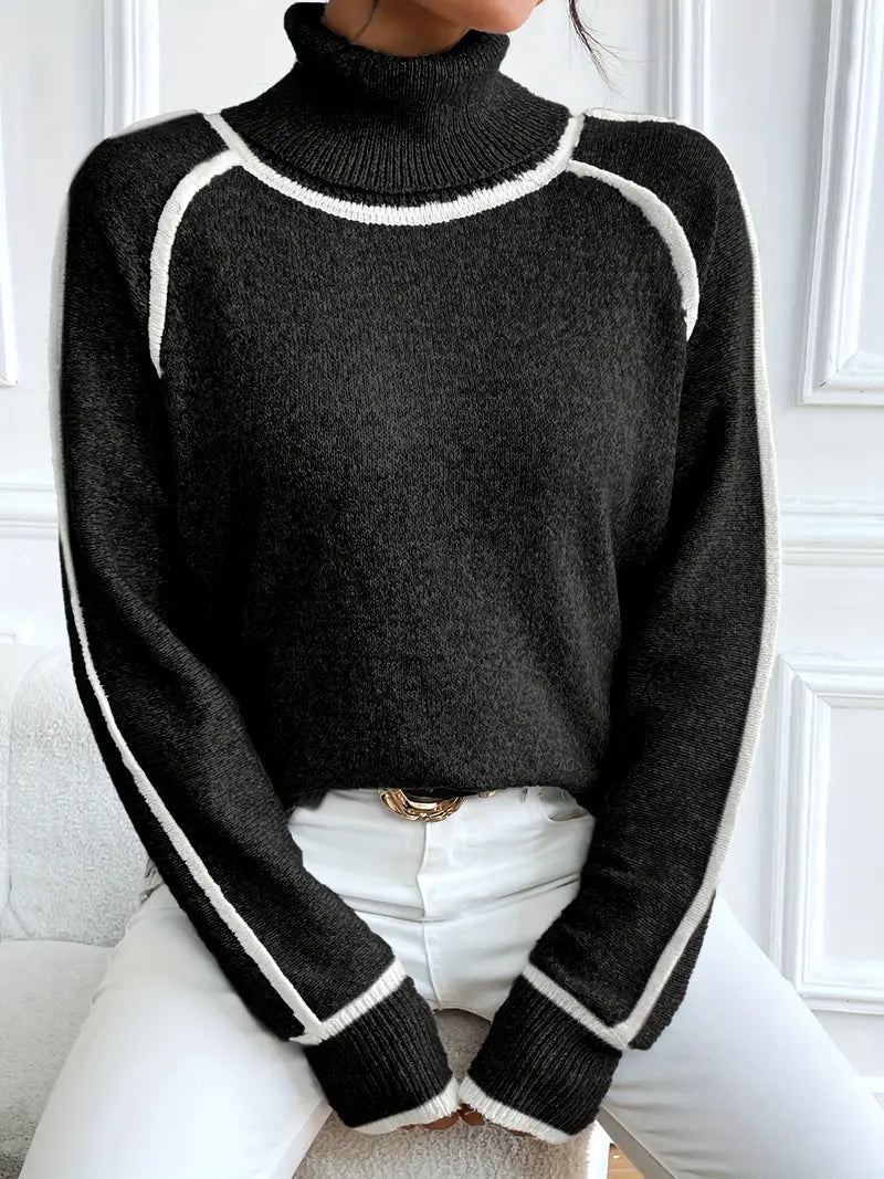 Pull col roulé contrasté - Chaleur et style - Projet Paris - Pour un look raffiné
