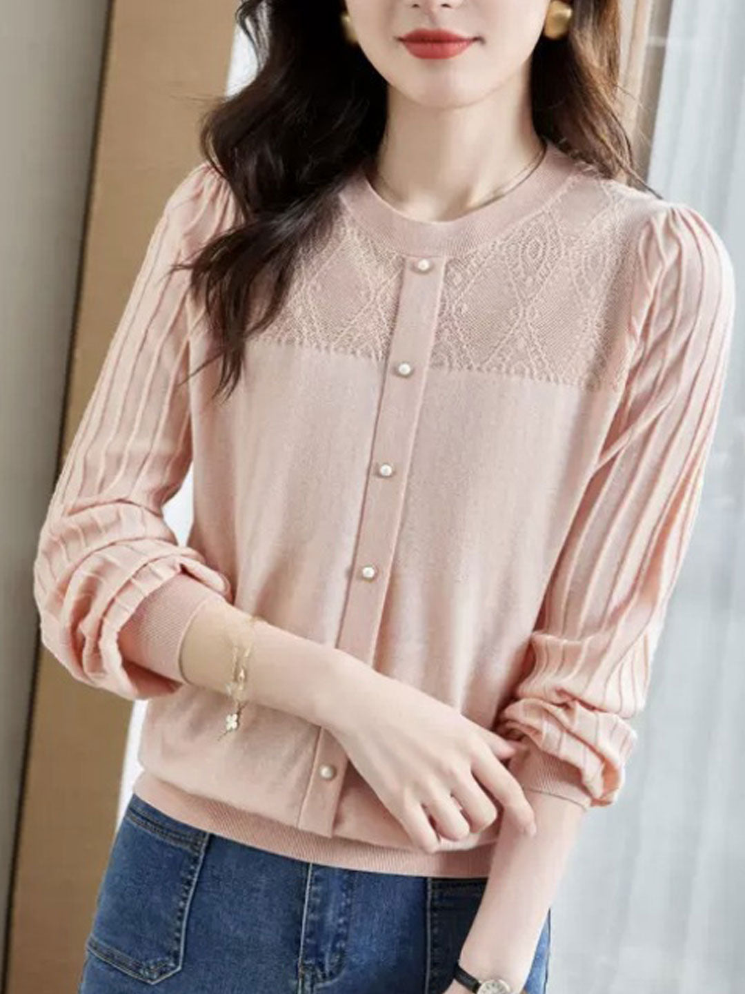 Blouse à manches longues avec boutons - Élégance raffinée - Projet Paris - Look chic au quotidien