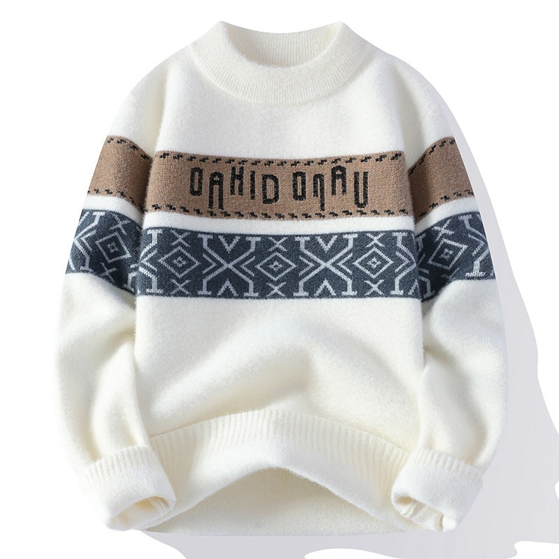 Pull à col rond jacquard lettre - Unicité et confort - Projet Paris - Design audacieux et tendance