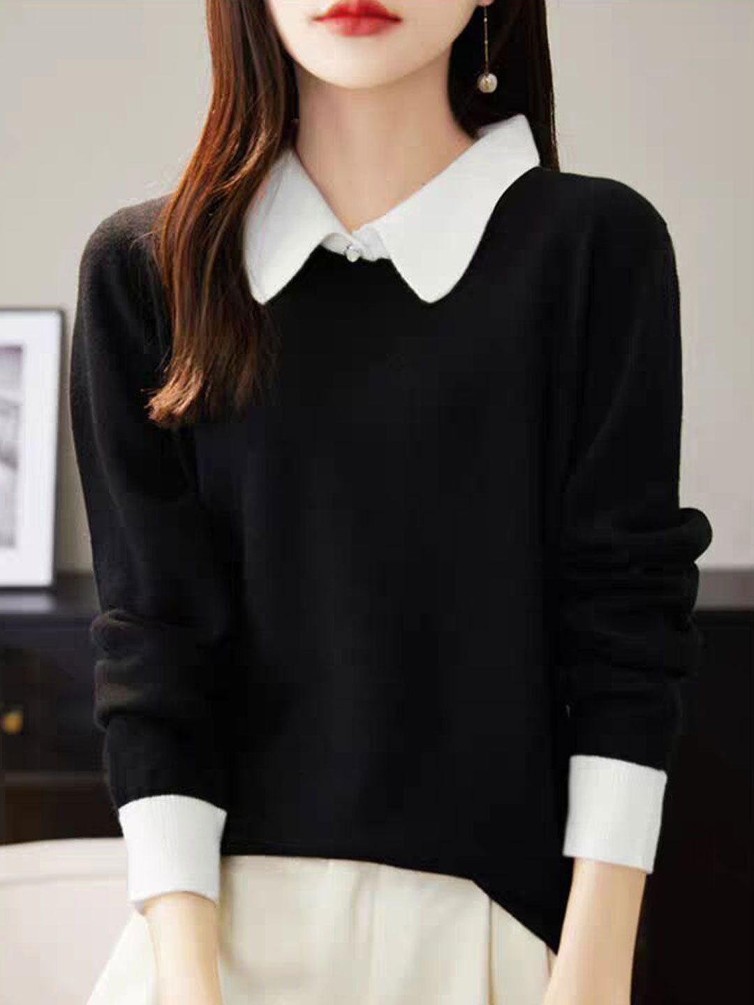 Blouse - Haut à manches longues color block - Projet Paris - Moderne, chic, tendance