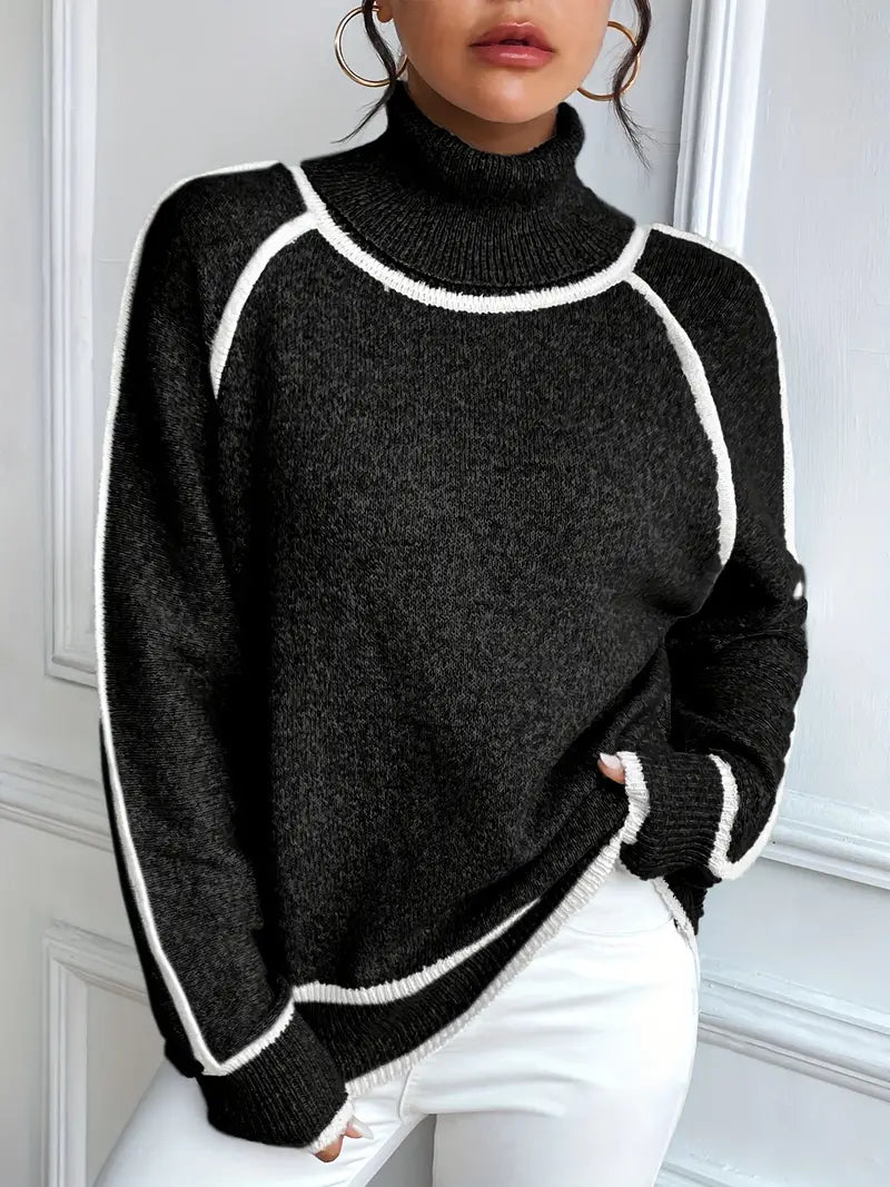 Pull col roulé contrasté - Chaleur et style - Projet Paris - Pour un look raffiné