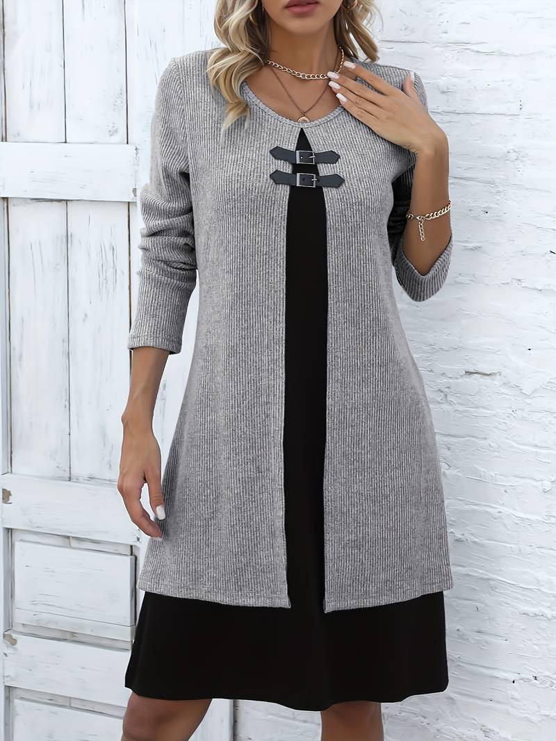 Robe 2-en-1 avec bloc de couleurs pour femmes - Projet Paris - Élégante et moderne