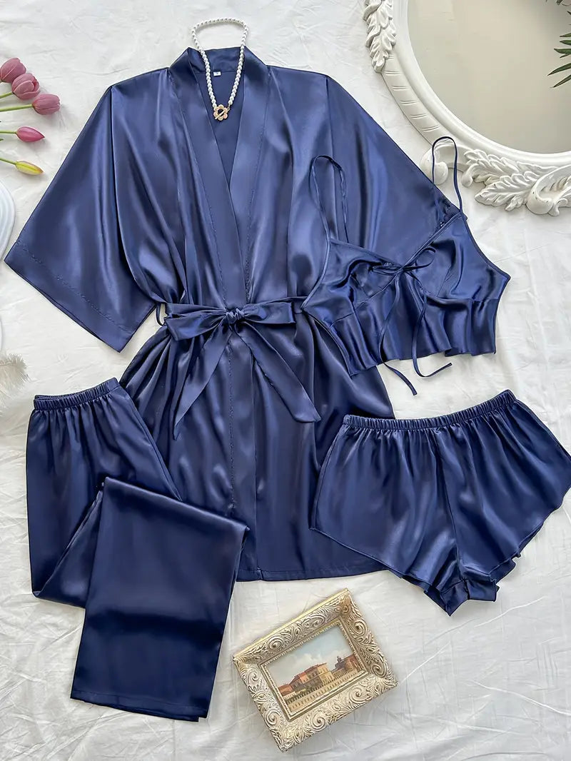 Ensemble Pyjama Satin 4 Pièces pour Femme – Projet Paris – Chic et raffiné