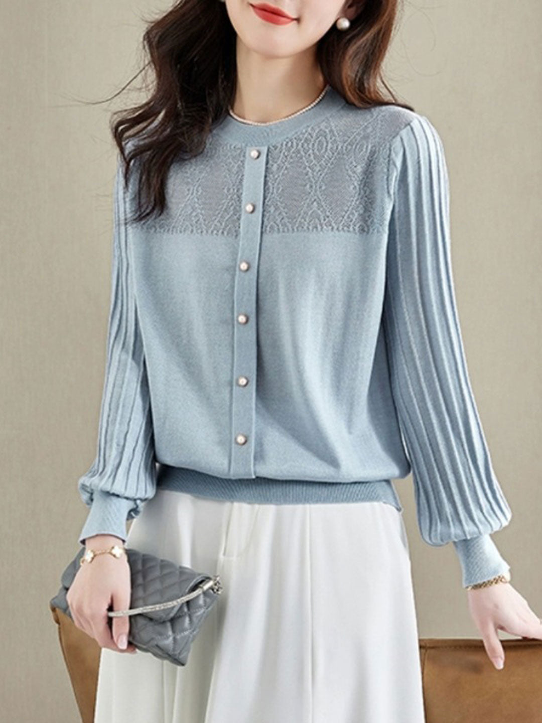 Blouse à manches longues avec boutons - Élégance raffinée - Projet Paris - Look chic au quotidien