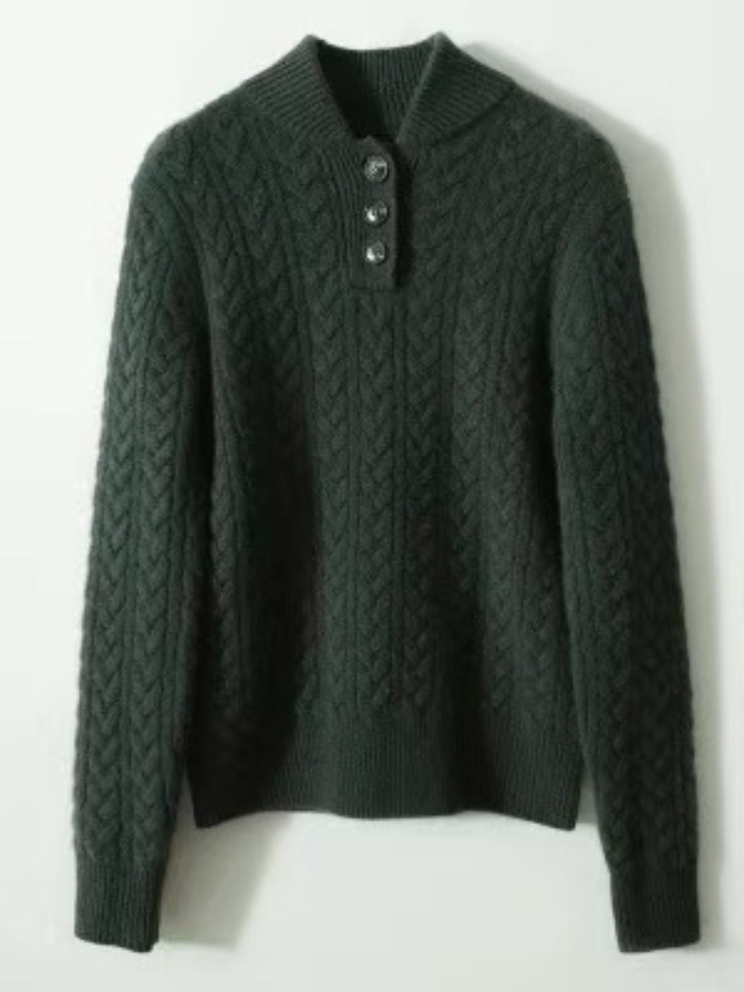Pull à col montant avec boutons en couleur unie - Projet Paris - Élégance simple