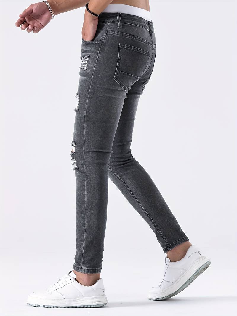 Jean slim homme | effet déchiré décontracté | Projet Paris – Look urbain, coupe moderne et stretch confortable