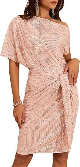 Robe asymétrique à paillettes - Épaule dénudée - Projet Paris - Brillance et allure glamour