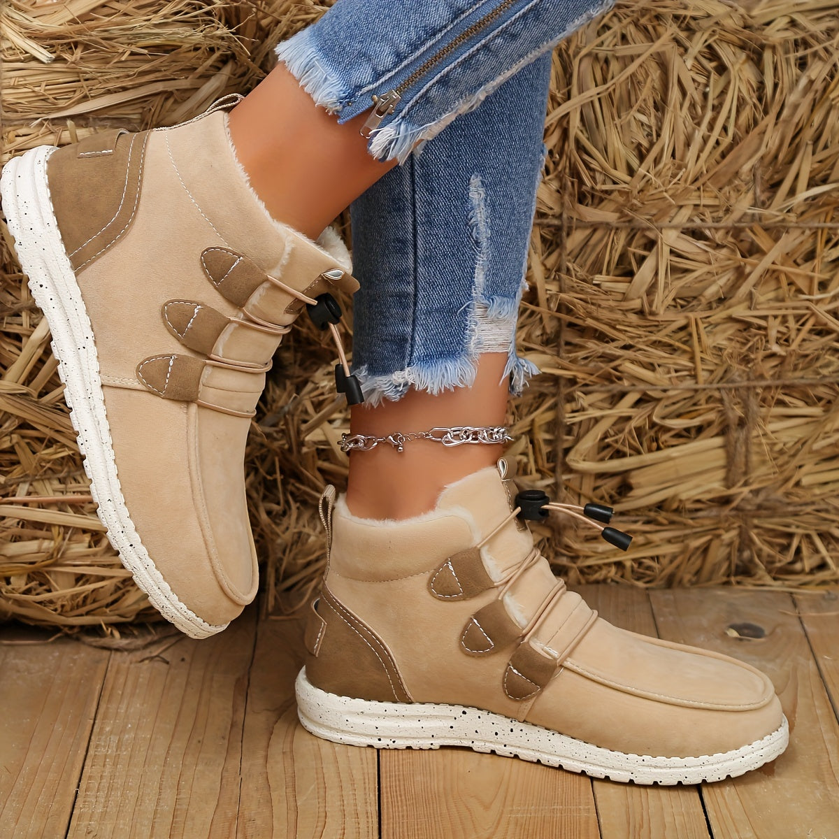 Bottes d'hiver beiges - pour femmes - Projet Paris - Confort optimal pour l'hiver - Style élégant