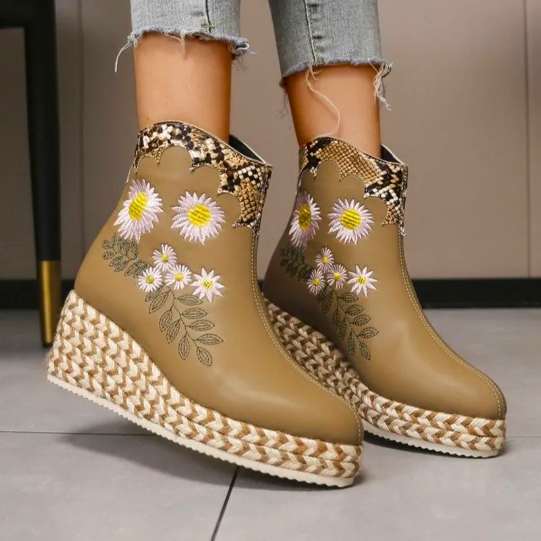 Bottes à plateforme florales élégantes - Style audacieux - Projet Paris - Parfaites pour une tenue originale