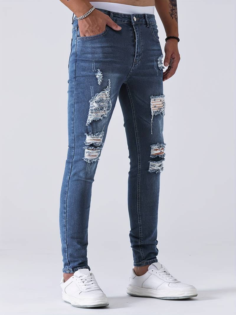 Jean slim homme | effet déchiré décontracté | Projet Paris – Look urbain, coupe moderne et stretch confortable