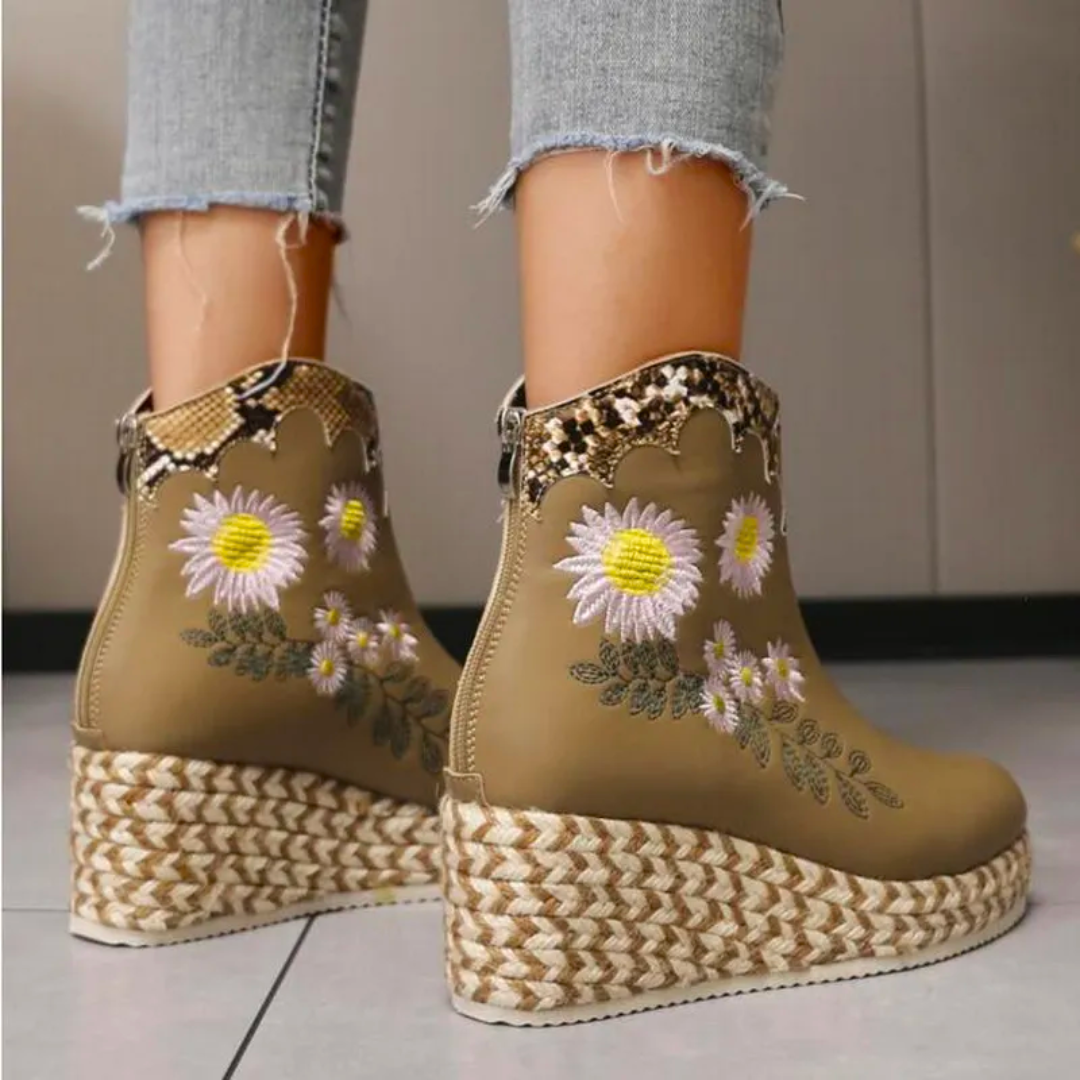 Bottes à plateforme florales élégantes - Style audacieux - Projet Paris - Parfaites pour une tenue originale