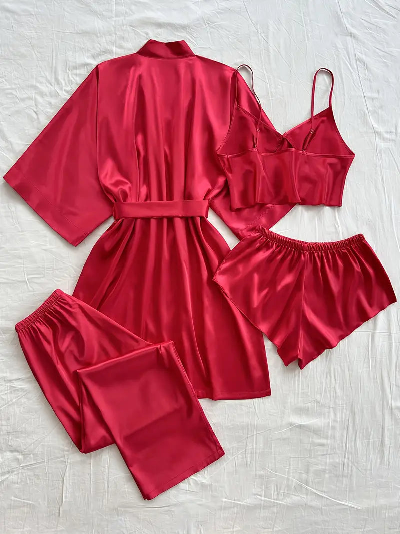 Ensemble Pyjama Satin 4 Pièces pour Femme – Projet Paris – Chic et raffiné