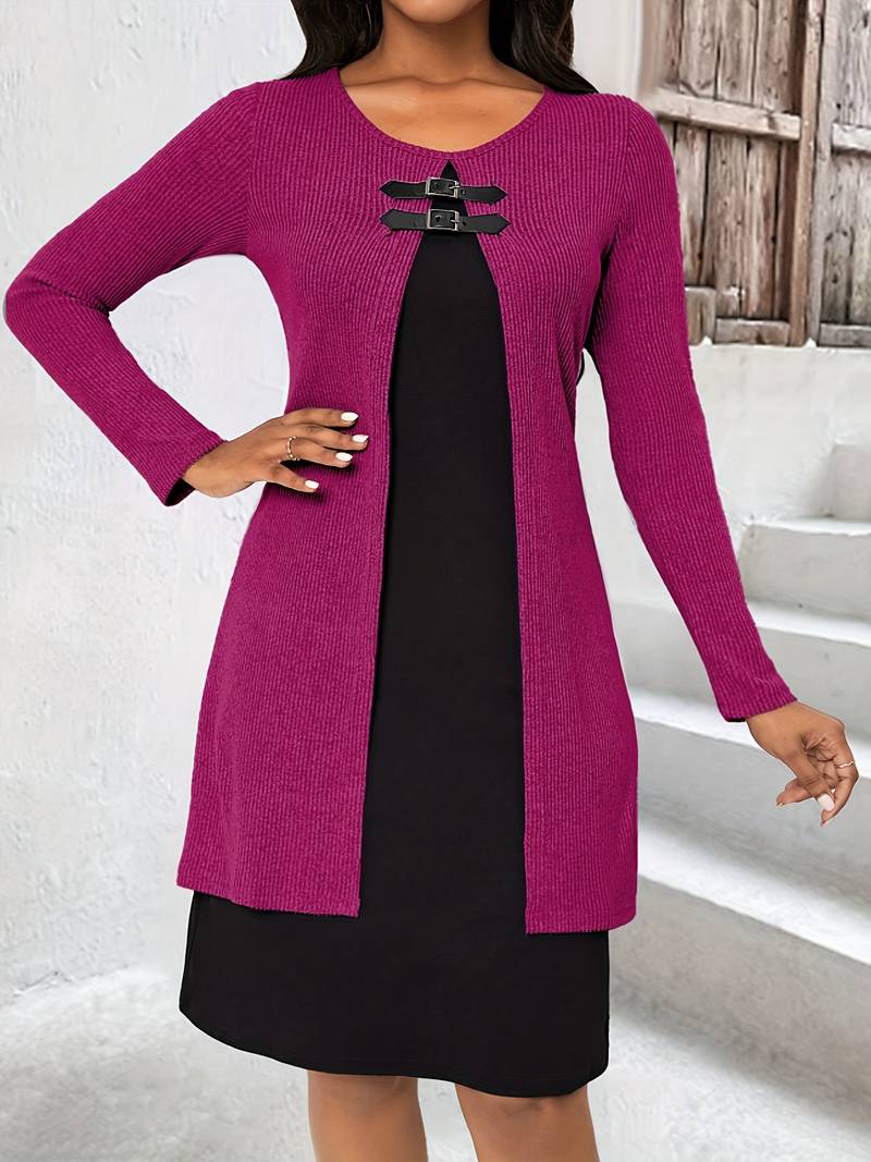 Robe 2-en-1 avec bloc de couleurs pour femmes - Projet Paris - Élégante et moderne