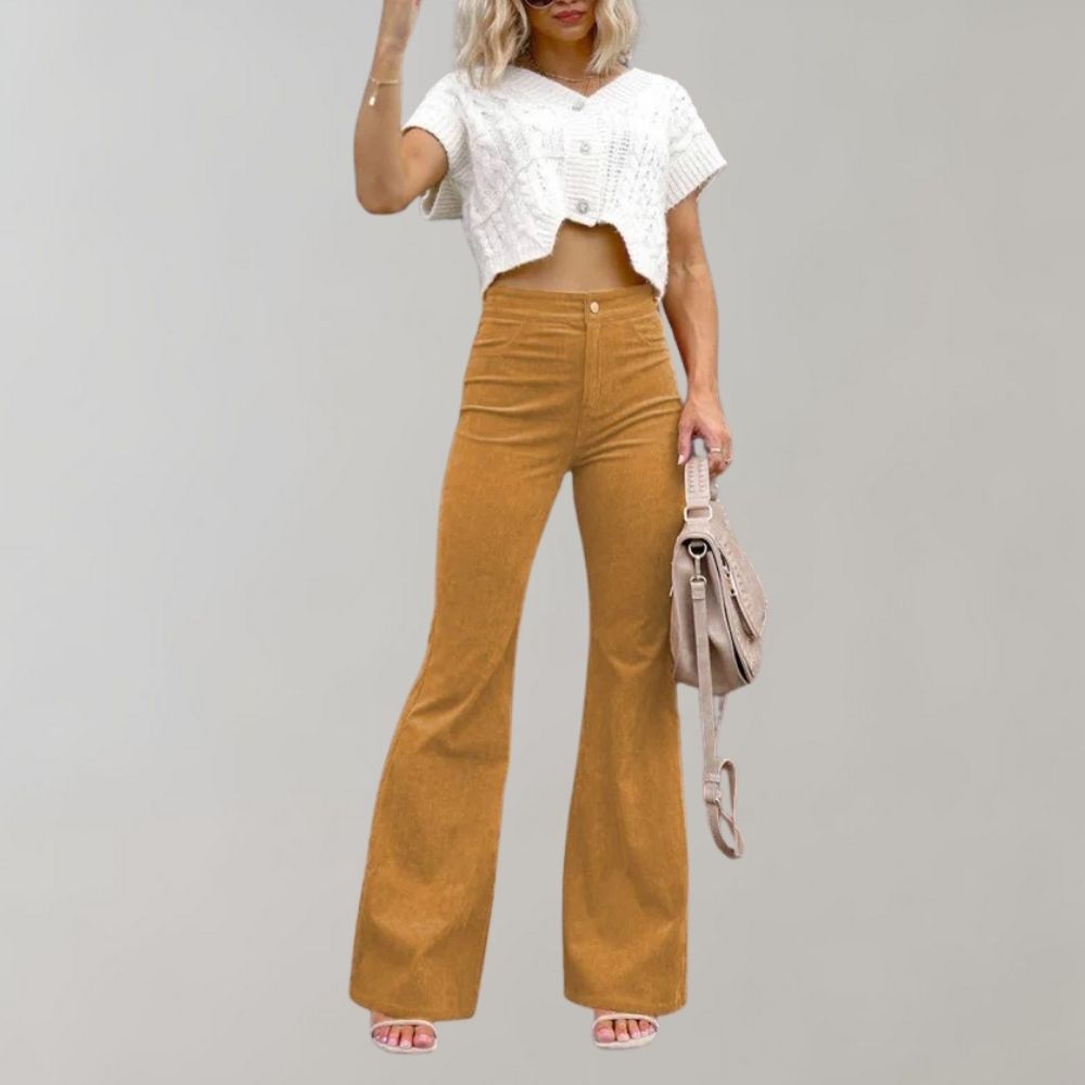 Pantalon en velours côtelé - tendance à pattes d'éléphant - Projet Paris - Style rétro