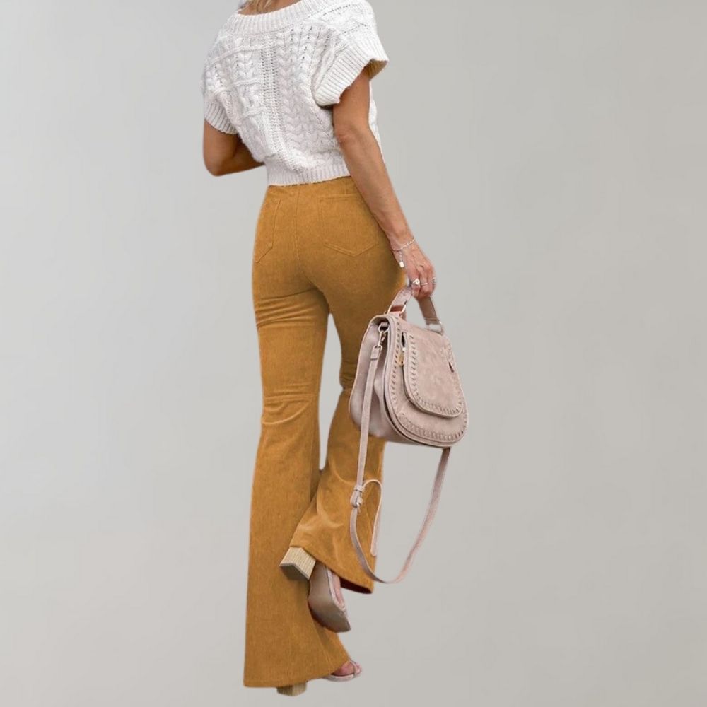 Pantalon en velours côtelé - tendance à pattes d'éléphant - Projet Paris - Style rétro
