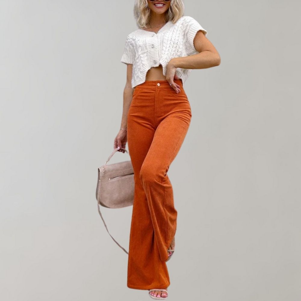 Pantalon en velours côtelé - tendance à pattes d'éléphant - Projet Paris - Style rétro