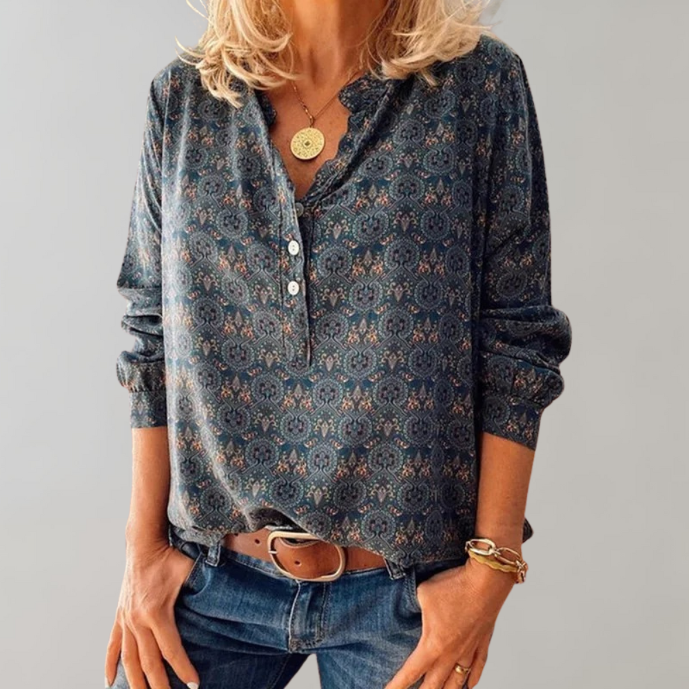 Blouse vintage - Haut à manches longues - Projet Paris - Élégante, fluide