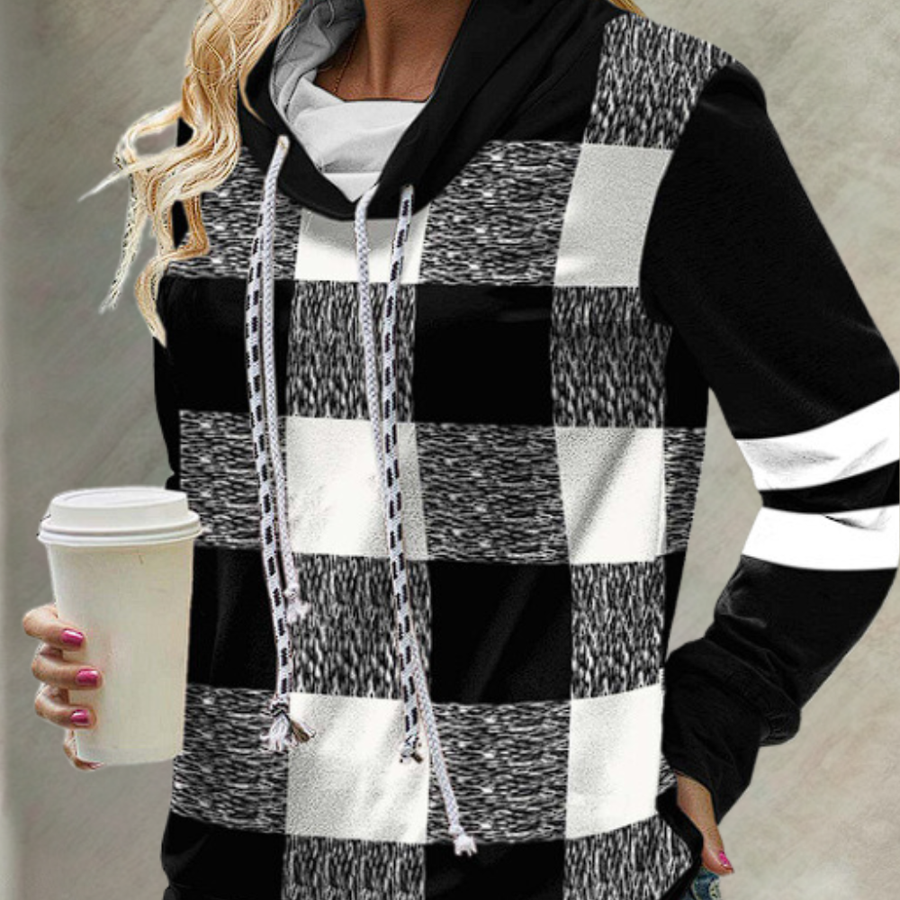Hoodie à carreaux tendance pour femmes - Look moderne - Projet Paris - Coupe confortable