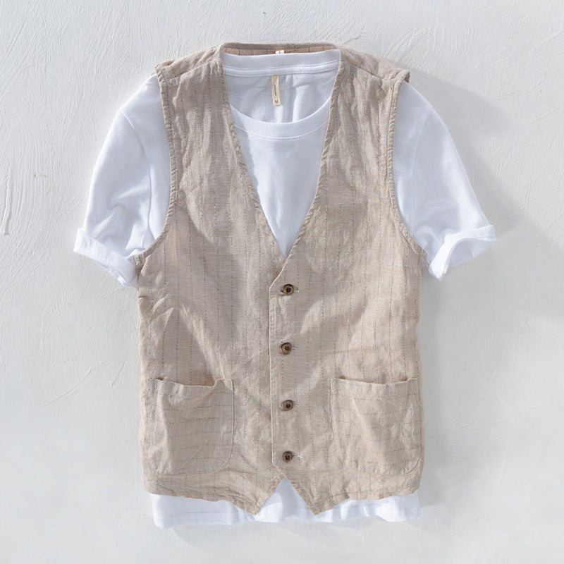 Gilet en lin rayé homme Dan Anthony – Projet Paris – Léger et confortable