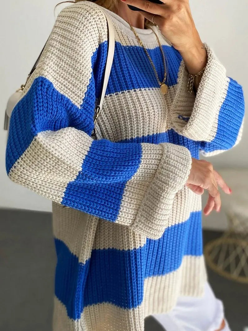 Pull classique rayé ample pour femmes - Projet Paris - Style décontracté