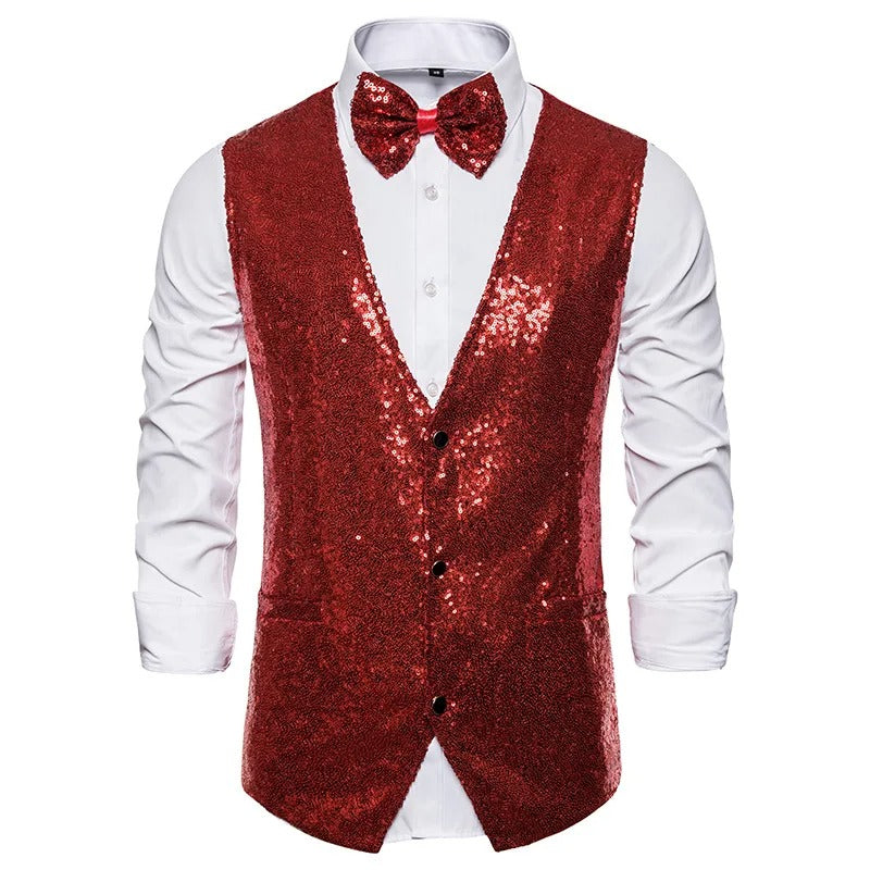 Gilet à paillettes pour hommes - Gilet Glam -Projet Paris - Parfait pour les fêtes - Idéal pour les soirées