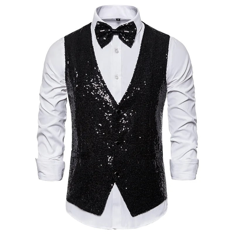 Gilet à paillettes pour hommes - Gilet Glam -Projet Paris - Parfait pour les fêtes - Idéal pour les soirées