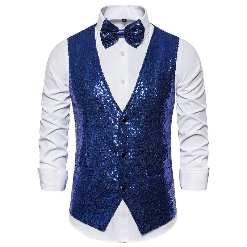 Gilet à paillettes pour hommes - Gilet Glam -Projet Paris - Parfait pour les fêtes - Idéal pour les soirées