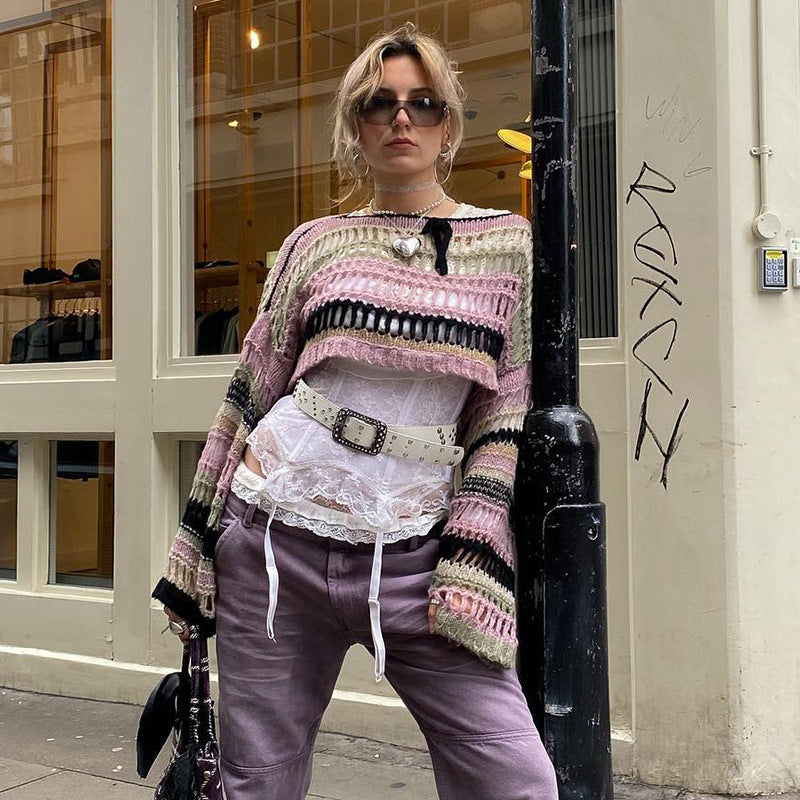 Pull cropped au crochet pour femmes - Projet Paris - Chic et boho - Parfait pour un look tendance