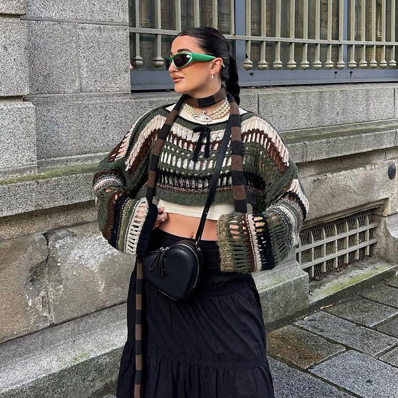 Pull cropped au crochet pour femmes - Projet Paris - Chic et boho - Parfait pour un look tendance