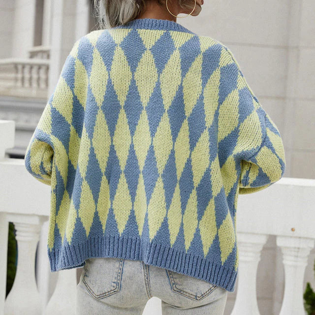 Cardigan à motif losange - Élégance et Confort - Projet Paris - Design raffiné