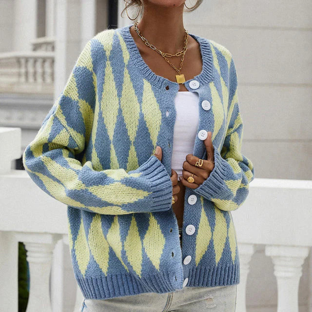 Cardigan à motif losange - Élégance et Confort - Projet Paris - Design raffiné