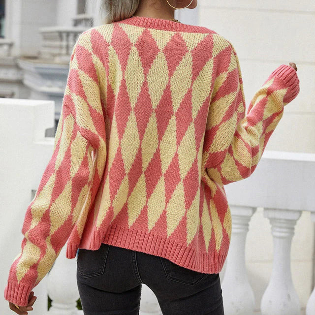 Cardigan à motif losange - Élégance et Confort - Projet Paris - Design raffiné
