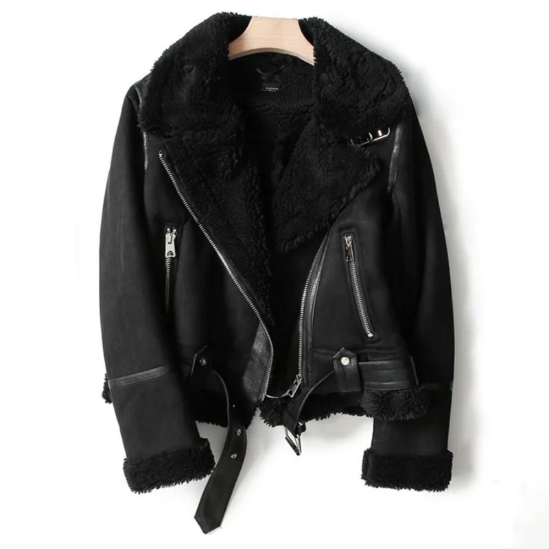 Veste en cuir avec doublure Sherpa - Confortable et stylée - Projet Paris - Idéale pour les jours froids