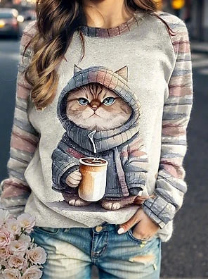 Pull avec Motifs de Chat - Projet Paris - Une Touche Ludique et Adorable