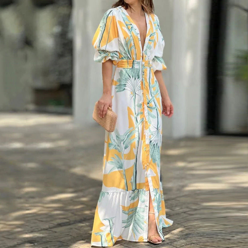 Robe à col en V - Projet Paris - Élégante et chic