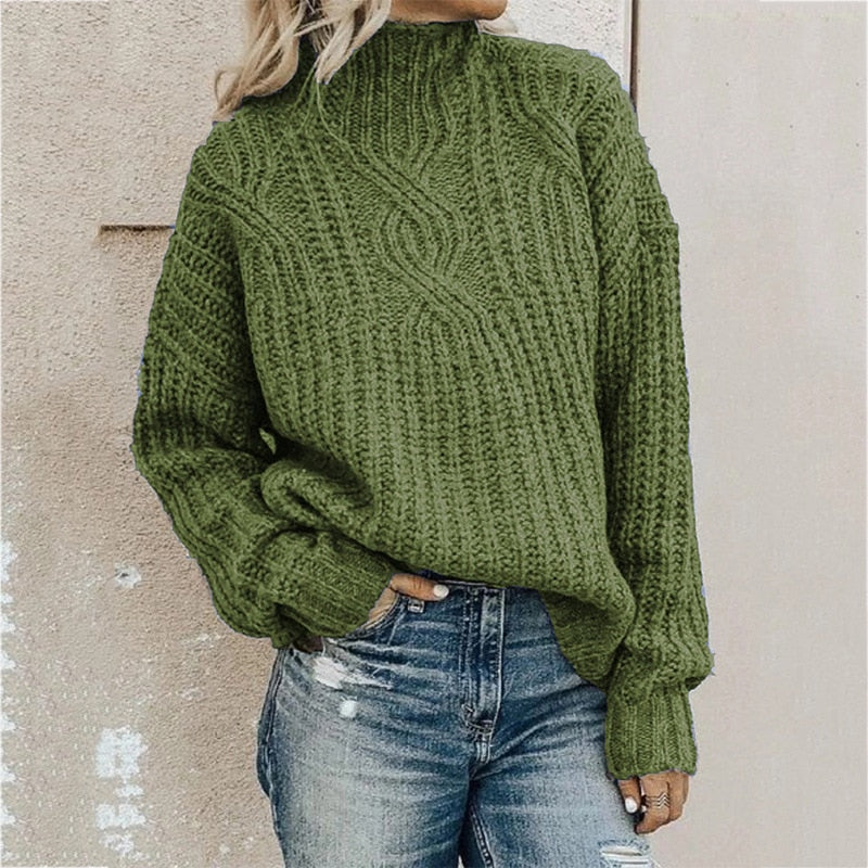 Pull à col montant en tricot torsadé - Confort et chaleur - Projet Paris - Élégant