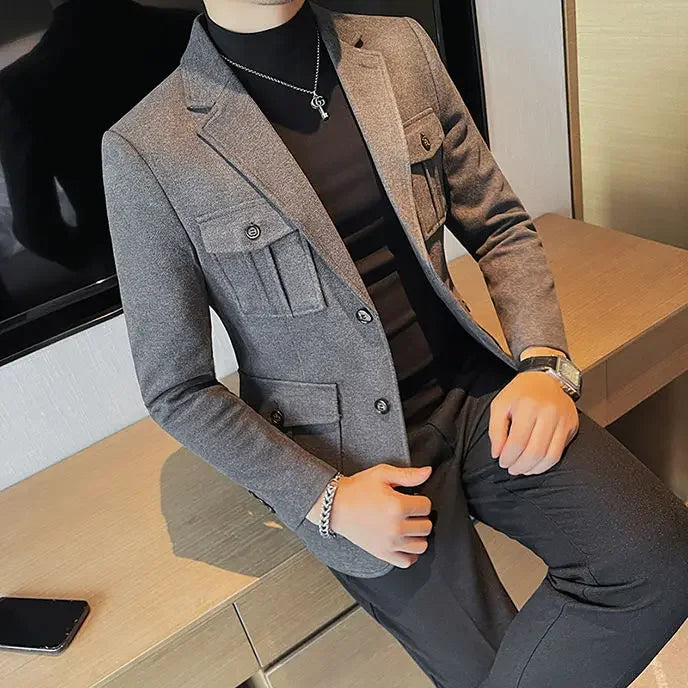 Blazer élégant cintré avec poches multiples pour hommes - Projet Paris - Style raffiné et pratique