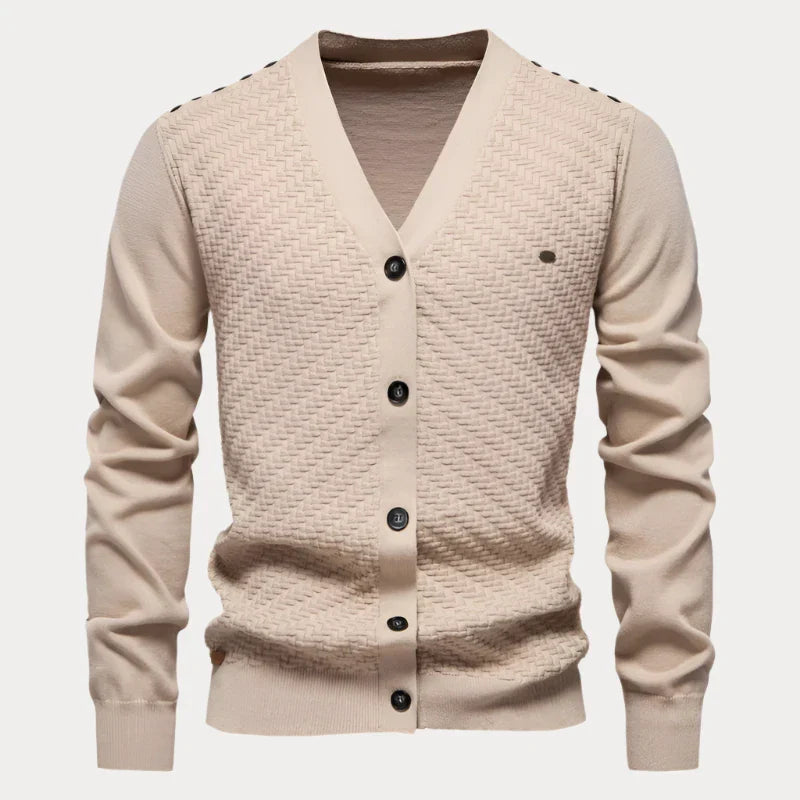 Cardigan à boutons avec col en V pour hommes - Projet Paris - Élégant et décontracté
