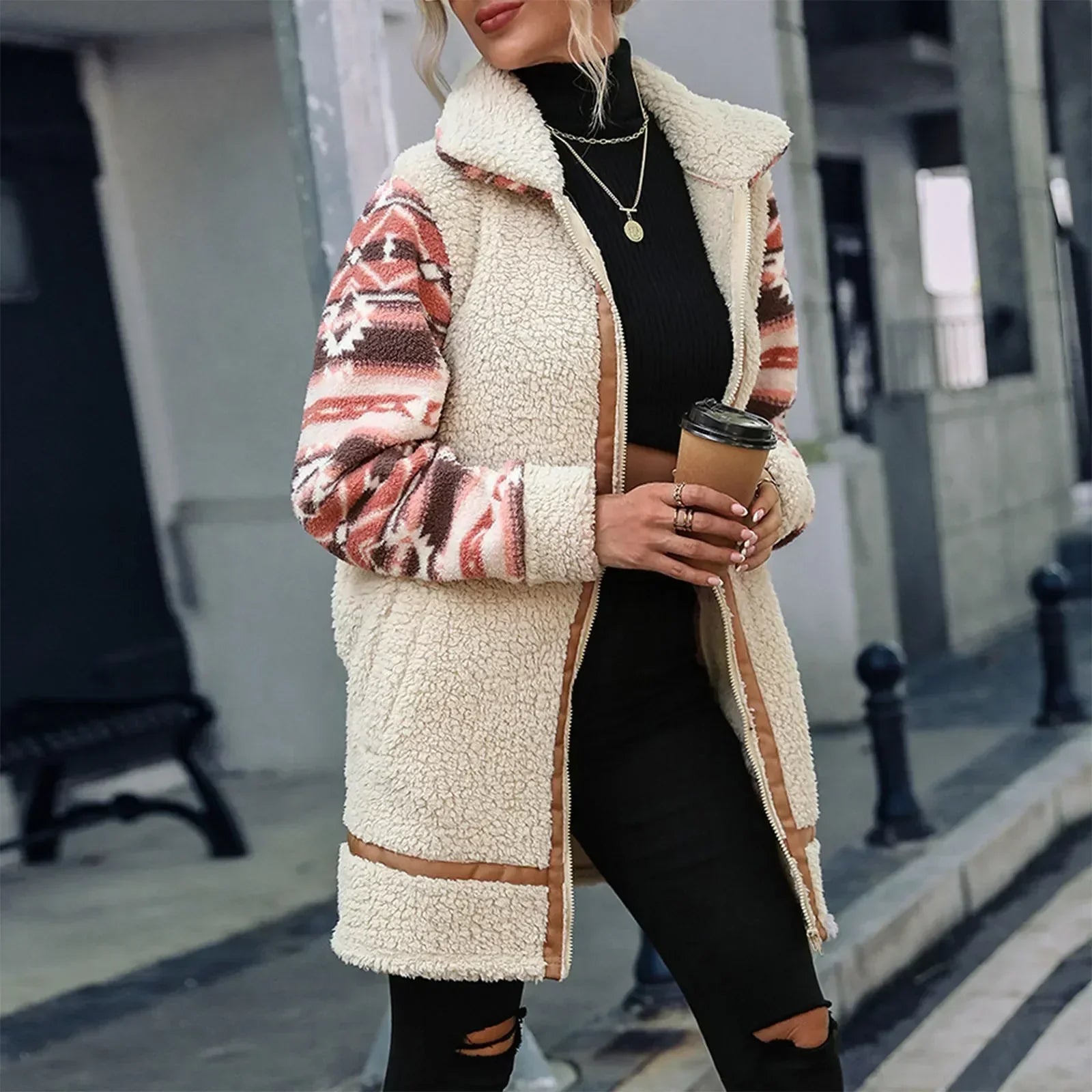 Manteau long en fleece - Douceur et chaleur - Projet Paris - Parfait pour l'hiver